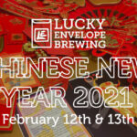 lucky envelope brewing new year's celebration, flyer.